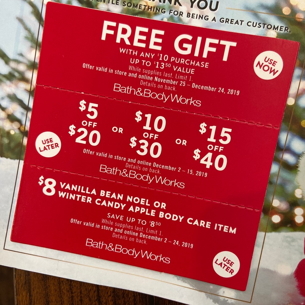 ISO Bath and Body Works Coupons
